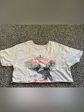 Garage Beige Graphic Eagle Tee with Red Print